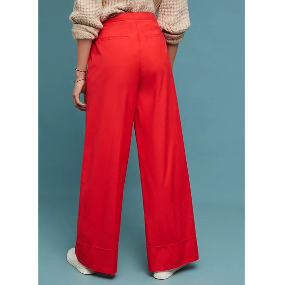 NWOT ❣️ Anthropologie Poplin Wide-Leg Pants Red - Size 4 - Picture 2 of 12